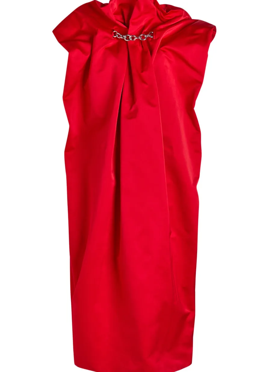 Duchess draped satin midi dress