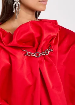Duchess draped satin midi dress