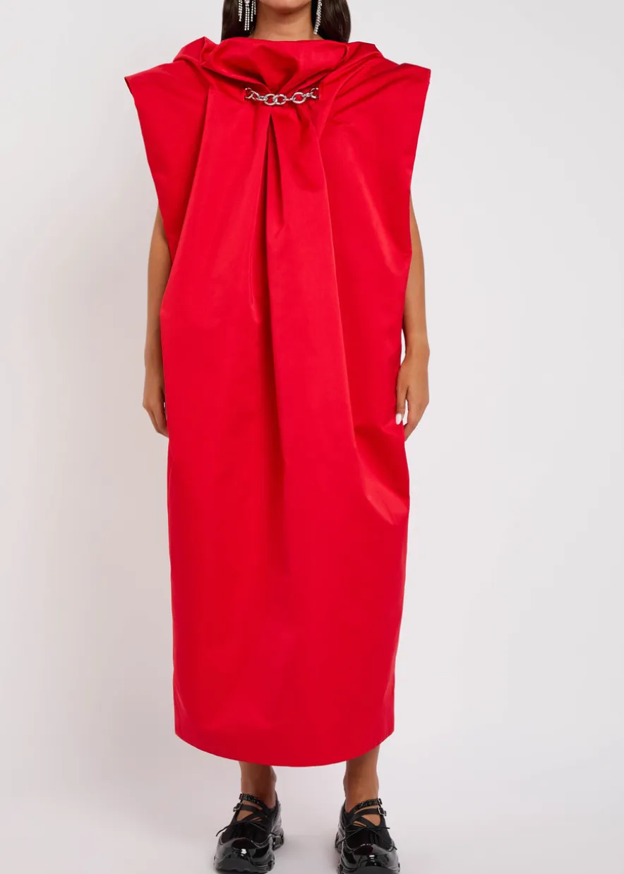 Duchess draped satin midi dress