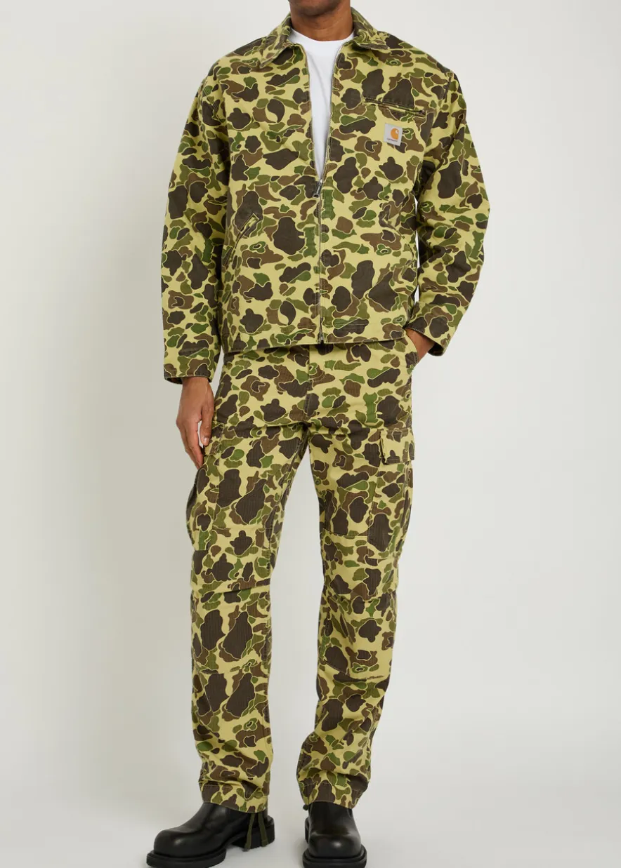 Duck camouflage straight-leg cargo trousers