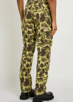 Duck camouflage straight-leg cargo trousers