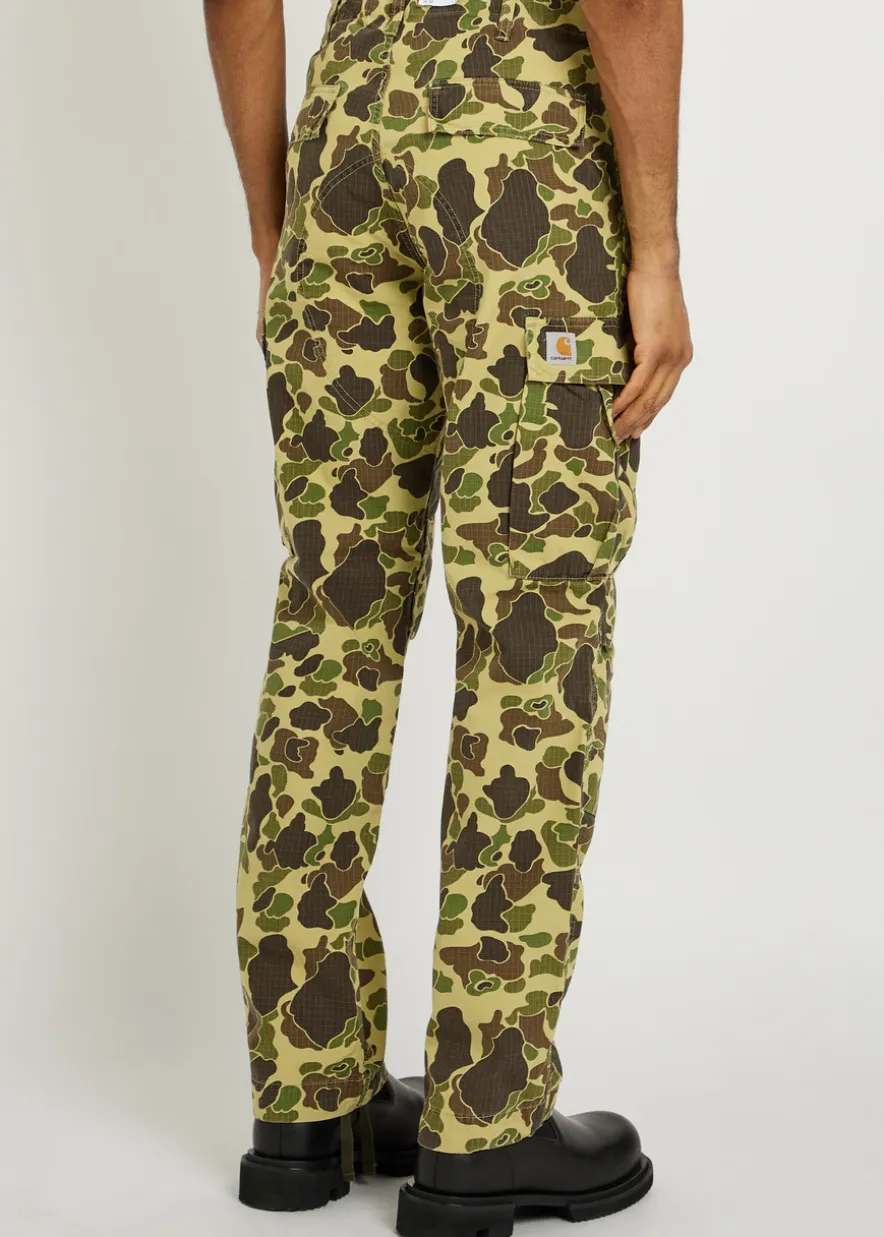 Duck camouflage straight-leg cargo trousers