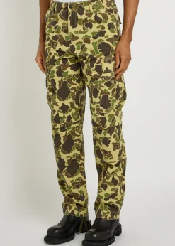 Duck camouflage straight-leg cargo trousers