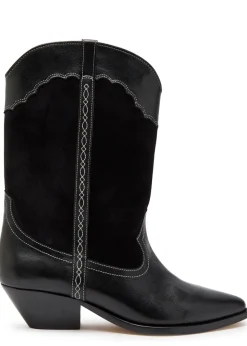 Duerto western panelled leather mid-calf boots