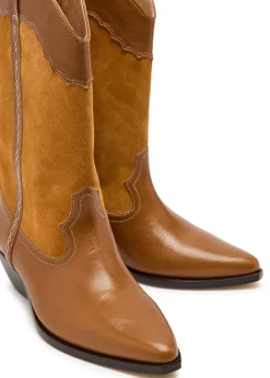 Duerto western panelled leather mid-calf boots