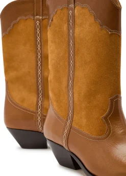 Duerto western panelled leather mid-calf boots