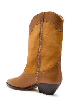 Duerto western panelled leather mid-calf boots