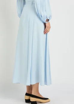 Dugald belted pleated linen midi skirt