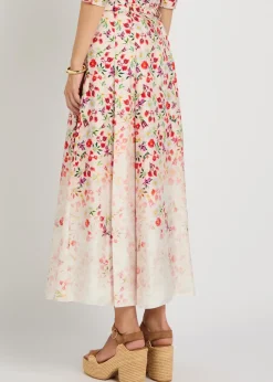 Dugald floral-print belted silk maxi skirt