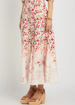 Dugald floral-print belted silk maxi skirt