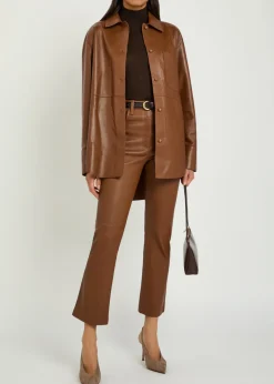Duke straight-leg leather trousers