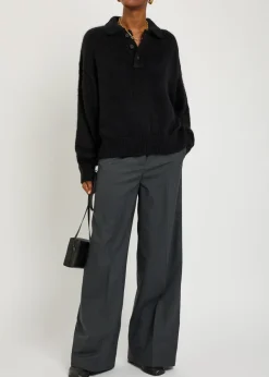 Dune brushed-knit polo jumper