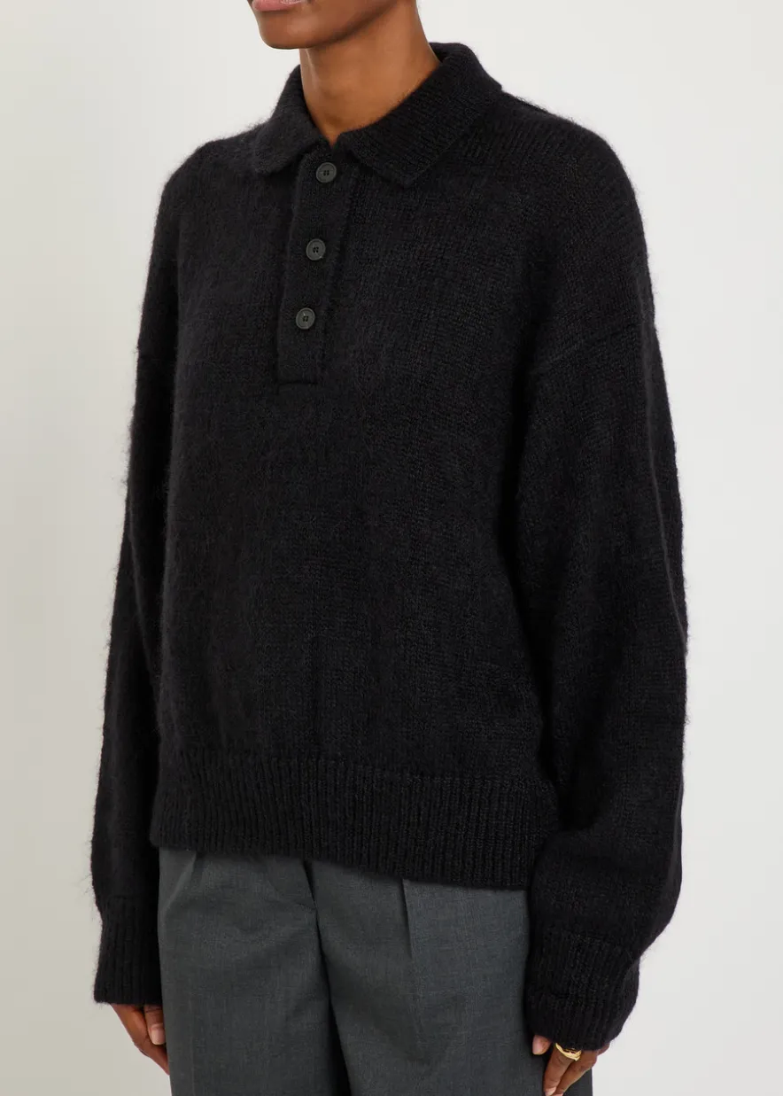 Dune brushed-knit polo jumper