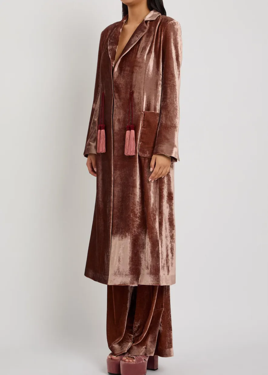 Duster tassel velvet coat