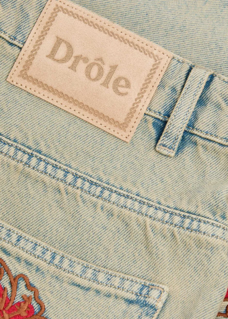Dusty Brodé Fleurs embroidered denim shorts
