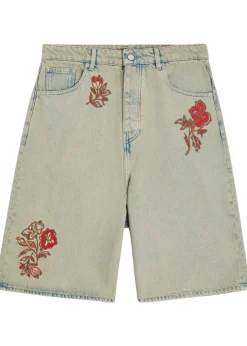 Dusty Brodé Fleurs embroidered denim shorts