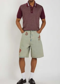 Dusty Brodé Fleurs embroidered denim shorts