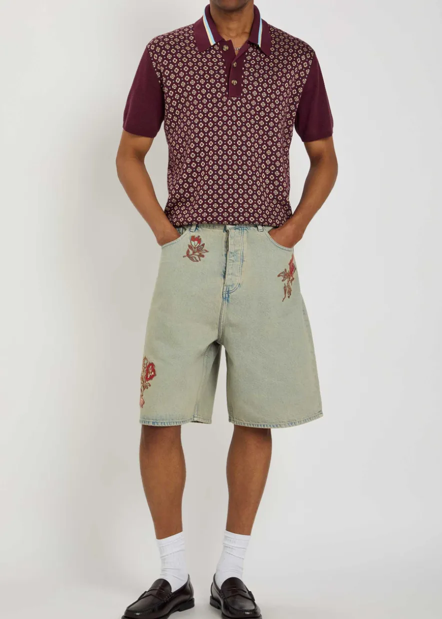 Dusty Brodé Fleurs embroidered denim shorts