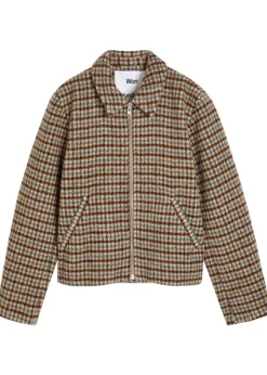 Dutton houndstooth brushed wool-blend jacket