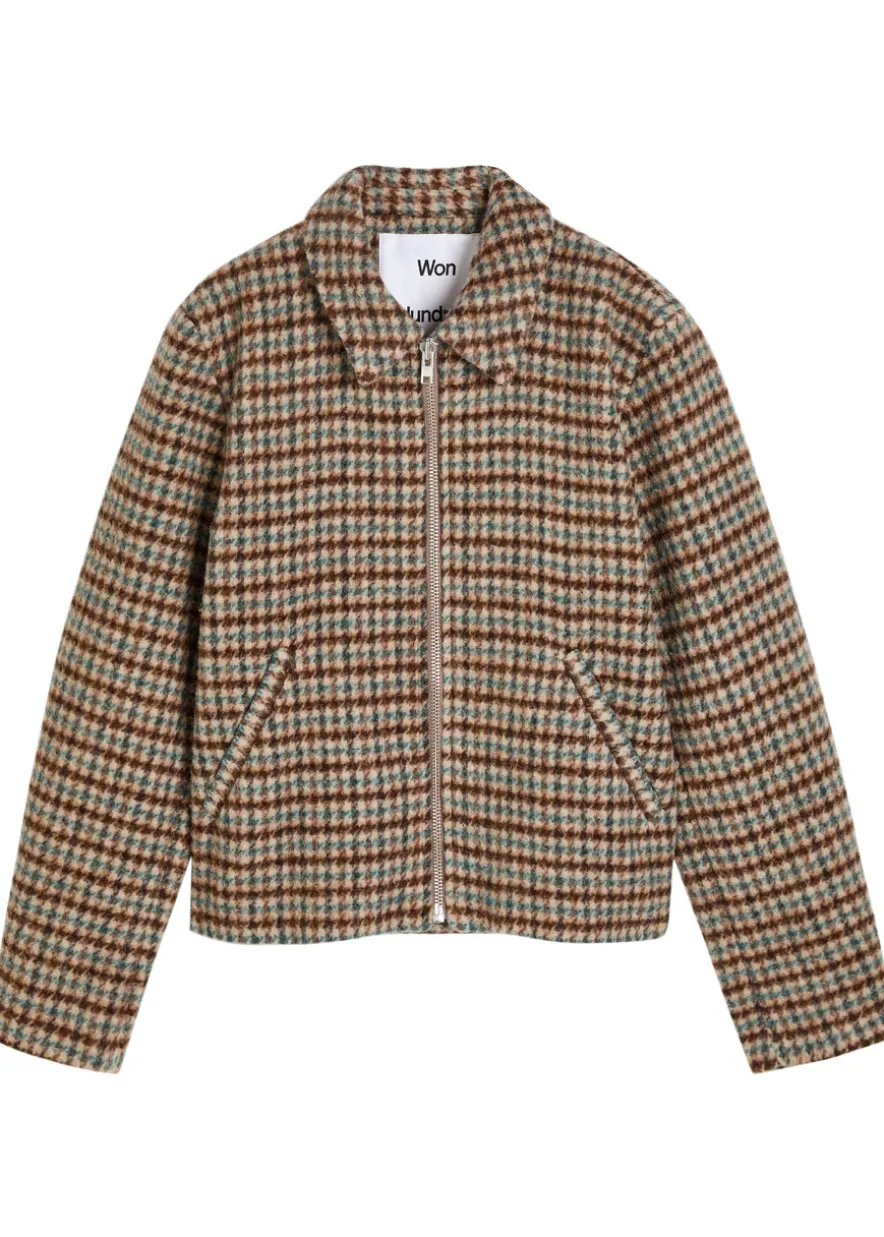 Dutton houndstooth brushed wool-blend jacket