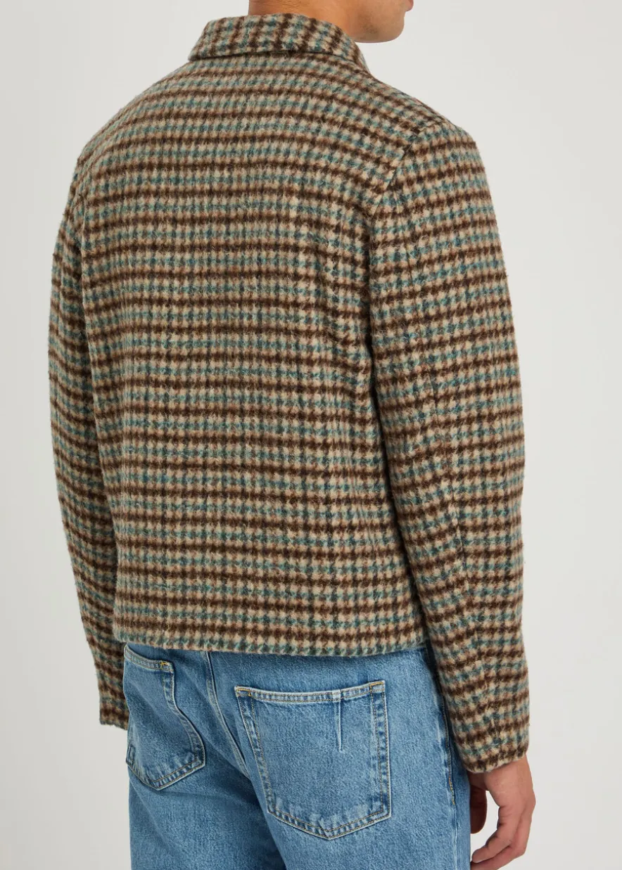 Dutton houndstooth brushed wool-blend jacket