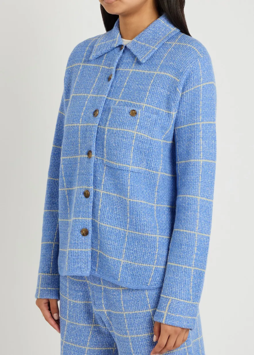 Dylan plaid cashmere and linen-blend shirt
