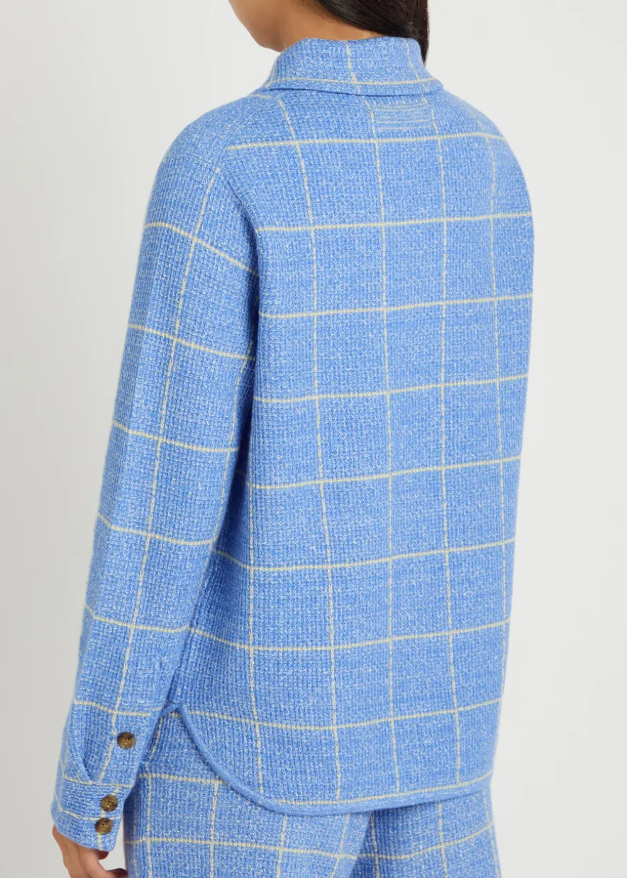 Dylan plaid cashmere and linen-blend shirt