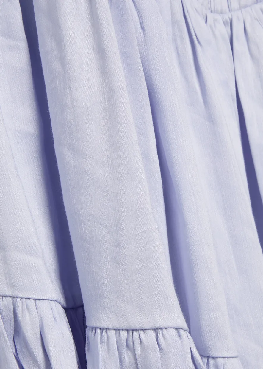 Ecliptica shirred linen-blend midi dress