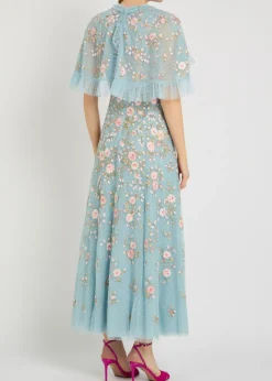Eden Rose embroidered cape-effect tulle gown