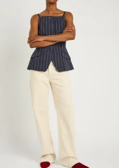 Edie pinstriped woven top