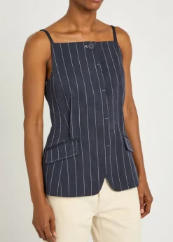 Edie pinstriped woven top