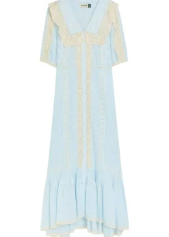 Edina lace-trim cotton midi dress