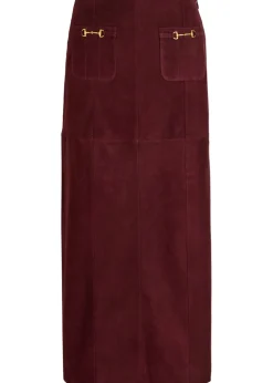 Edwina horsebit-embellished suede midi skirt