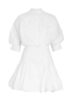Effie bubble-hem cotton-blend poplin mini shirt dress