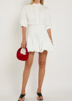Effie bubble-hem cotton-blend poplin mini shirt dress