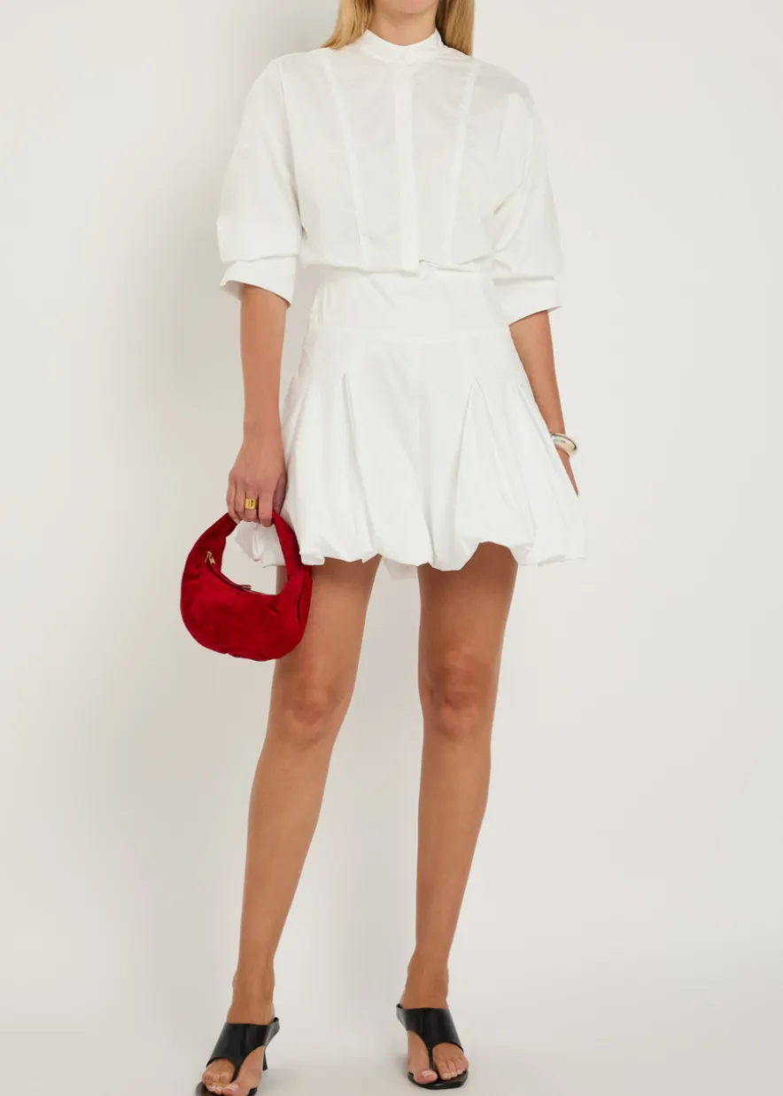 Effie bubble-hem cotton-blend poplin mini shirt dress