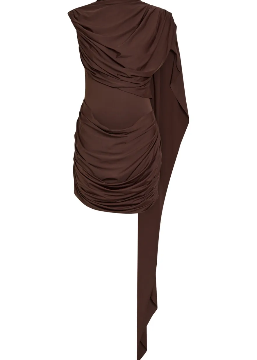 Elara draped stretch-jersey mini dress