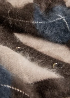 Elaria argyle brushed cashmere cardigan
