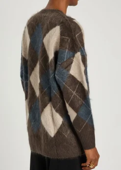 Elaria argyle brushed cashmere cardigan