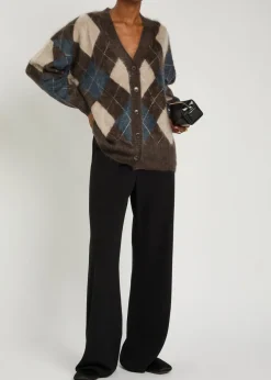 Elaria argyle brushed cashmere cardigan