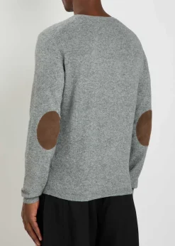 Elbow patch cotton and cashmere-blend jumper