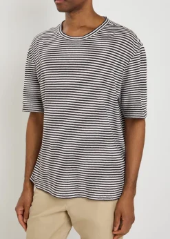 Elden striped cotton and linen-blend T-shirt