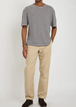 Elden striped cotton and linen-blend T-shirt