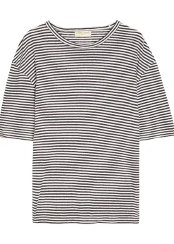 Elden striped cotton and linen-blend T-shirt