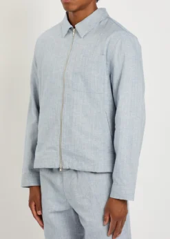 Eldon striped cotton and linen-blend jacket