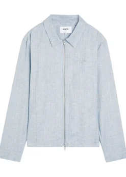 Eldon striped cotton and linen-blend jacket