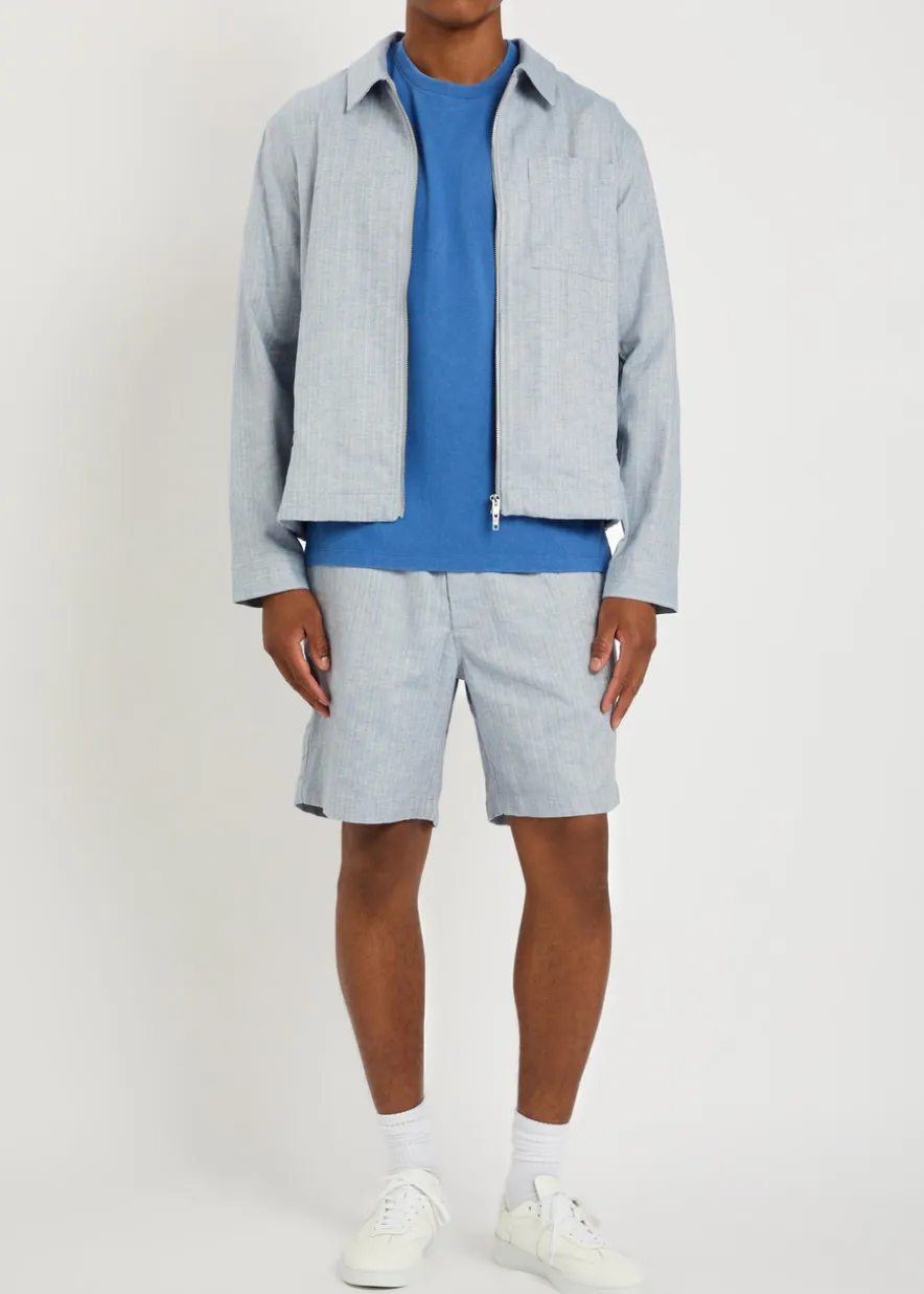 Eldon striped cotton and linen-blend jacket