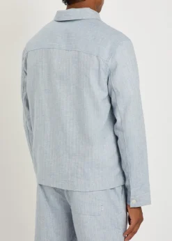 Eldon striped cotton and linen-blend jacket