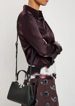 Eleanor mini T-logo grained leather top handle bag