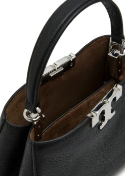Eleanor mini T-logo grained leather top handle bag